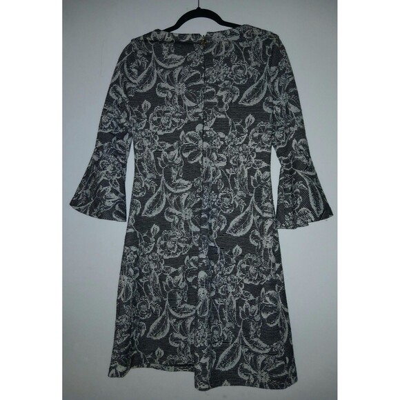 Tommy Hilfiger Women's Floral Knit Dress Stretch Size 2 Bell Sleeve FitFlare - Picture 2 of 7